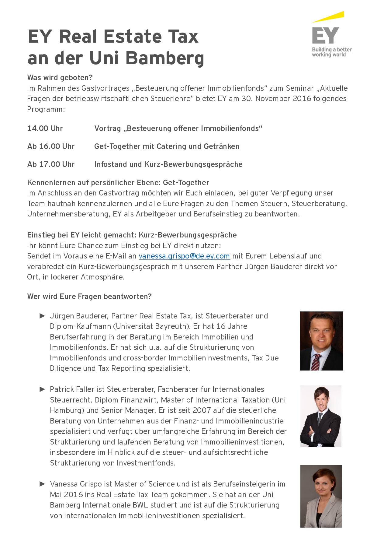 Gastvortrag von EY Real Estate Tax an der Uni Bamberg Feki.de